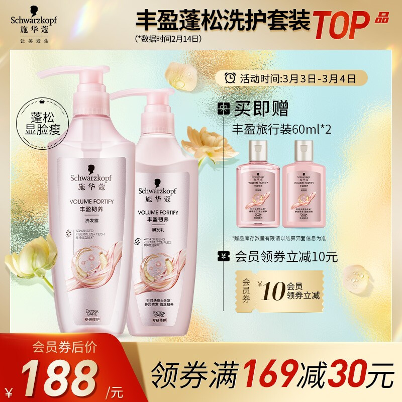 施华蔻丰盈韧养洗护套装(洗600ml+润400ml)(洗发水护发素 发根蓬松 控油)（新老包装随机发货）